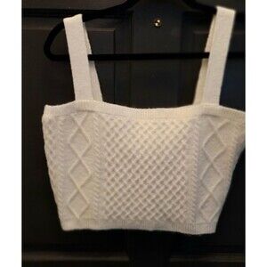 H&M Wool Crop Top Large  Women's Generation K Cream Color Felted See Below